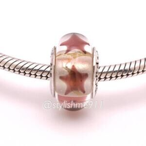 Authentic PANDORA Cinnamon Stars Glass Murano Bead - 790903